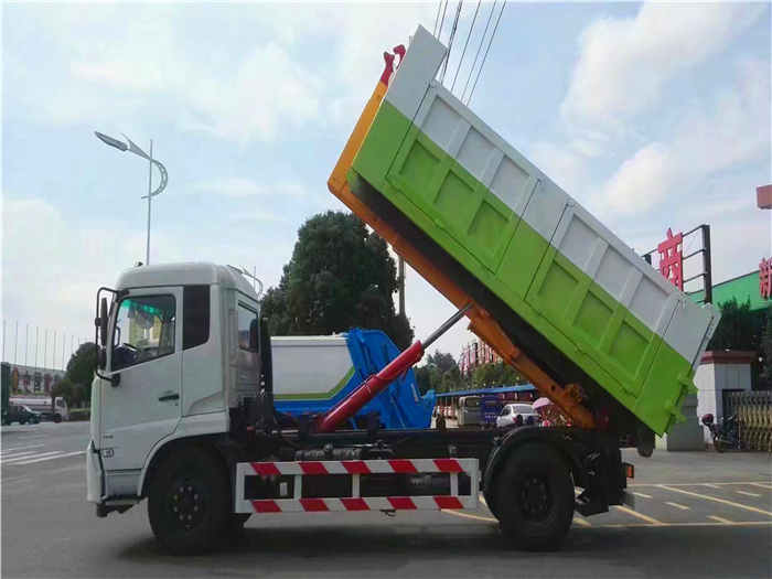 东风天锦16吨车厢可卸式垃圾车（可装建筑垃圾）